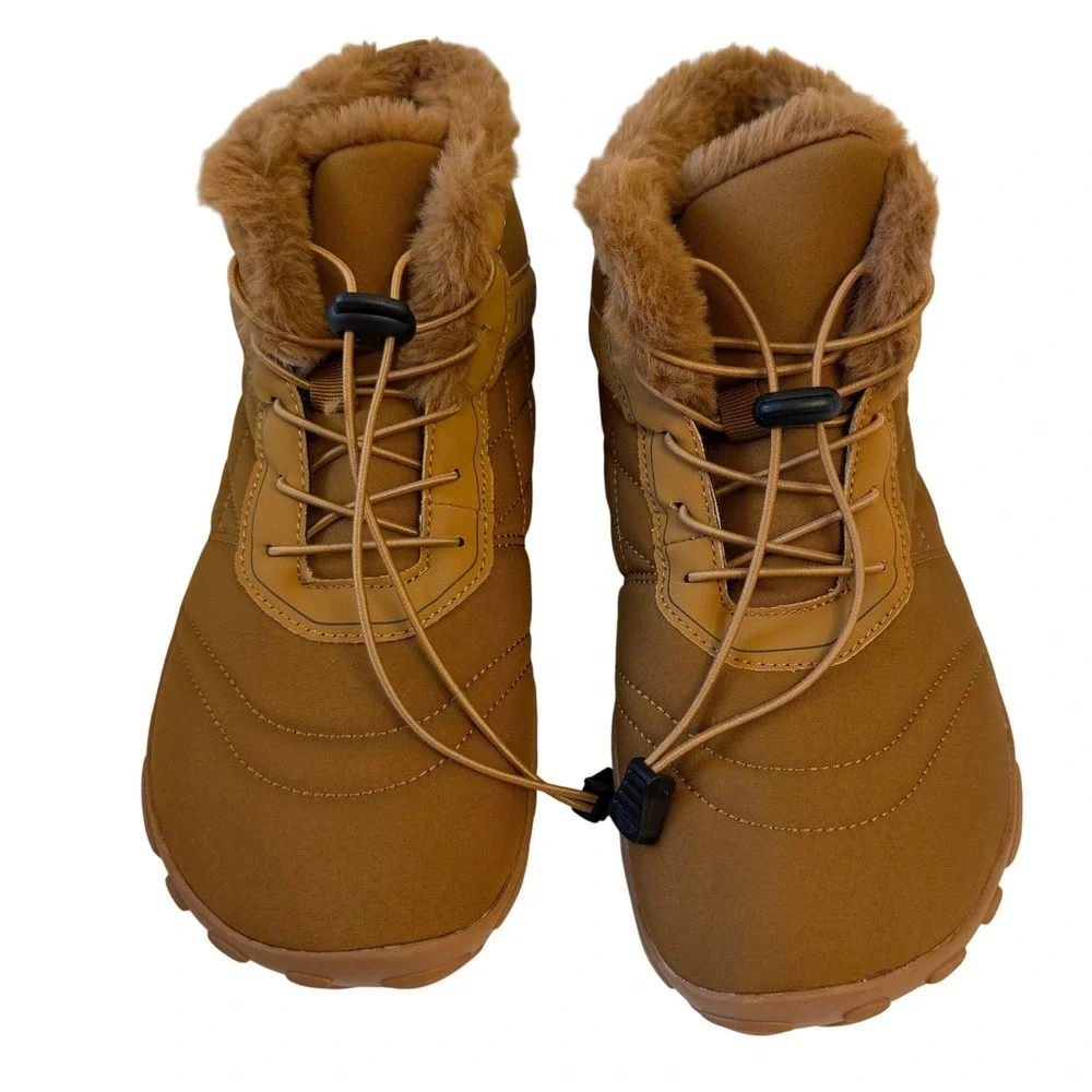 Tan Barefoot Winter Boots‎ Faux Fur Lined Minimalist Unisex Wide Toe Box 39 NWOT